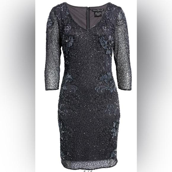 Pisarro Nights Dresses & Skirts - PISARRO NIGHTS Beaded V-neck Cocktail Dress size 14 NWT